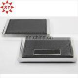 Shiny Metal Black Leather Business Card Holder thumbnail-2