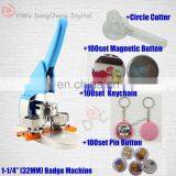 New Pro 1-1/4"32MM Badge Bouton Making Machine + Circle Cutter+keychain With Button+magnetic Button+pin Button 32MMbadge Package