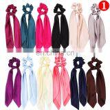 Girl Women Satin Chiffon Scrunchies Hairbands Solid Flower Leopard Design Ponytail Holder Stretch Headwear 6series thumbnail-2