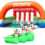 Outdoor Movable Inflatable Ride Playground, 3 Horses Fun Derby Family Race Ride Facilities thumbnail-4