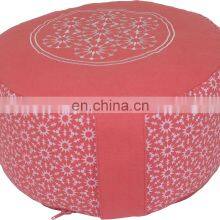 Embroidered and Various Colors Cotton Canvas Fabric Buckwheat Filled Zafu Meditation Cushions