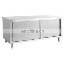 304 Stainless Steel Restaurant Work Bench With Sliding Door Cabinet