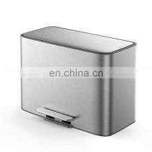 Newest Recycling Bin 2 Compartments 56L Soft Closing Trash Can Stainless Steel Large Recycle Household Pedal Bin