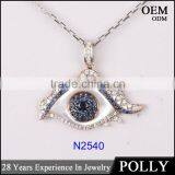 2016 Fashion 925 Sterling Silver Bule Evil Eye Pendant Necklace Jewelry thumbnail-2