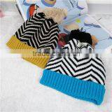 Wholesale Fashion Warm Striped Knitted Pom Pom Winter Hats for Children thumbnail-6