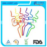 disposable fun plastic color crazy shaped drinking straw