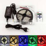 5m 5050 300SMD Color LED Strip Light Lamp+11 Key RF Remote+12V 5A Power Adapter