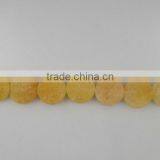 Wholesale 20mm Spring Yllow Jade Rough Coins Semi Precious Loose Gemstone