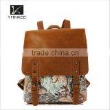Best Selling Beautiful Image Flower Printing Leather Strap Backpack Bag