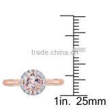 Sterling Silver Morganite and Diamond Halo Earrings Ring and Neckalce Jewelry Set thumbnail-3