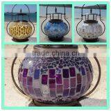 Hanging Mosaic Glass Tealight Lantern Metal Candle Holder Parts thumbnail-2