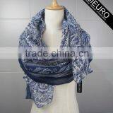 Paisley Print Scarf Polyester Voile for Women Navy Color AZO Free BSCI and SEDEX Audited
