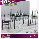 A-16 Modern glass top metal base dining table from China manufacturer