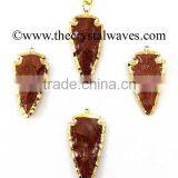 Red Gold Stone 1.50" - 2" Gold Electroplated Arrowhead thumbnail-1
