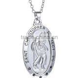 Double Hearts Round Heavy Silver Heart Puzzle Necklace thumbnail-6