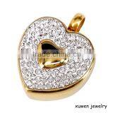 Gold Plated Heart Crystal Stainless Steel Perfume Bottle Pendant