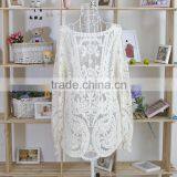 New 2015 Spring Fashion Long Sleeve Tops Women Hollow Out Lace Cotton Blouse Shirt Plus Size Blouse thumbnail-6