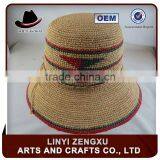 Wholesale Wheat Straw Bucket Shape Lady Flat Top Boater Hats