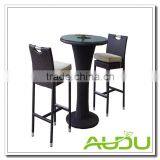 Audu Contemporary Bistro Set /Black Armless Rattan Bistro Set thumbnail-1
