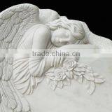 Western Style White Marble Angel Carving Monument Headstone thumbnail-2