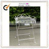 Outdoor Antique White Metal Tray Table thumbnail-1