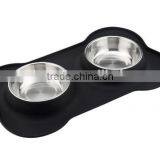 Stainless Steel Dog Bowl With No Spill Non-Skid Silicone Mat thumbnail-1