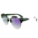 Half Rim Sunglasses Fashion Green Wood Sunglasses thumbnail-2