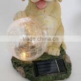 Resin Solar Lighting Dog Figurine With Luminous Glass Ball thumbnail-4