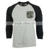 Customized Men raglan sleeve shirt 3/4 with pocket