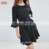Women Vintage Dresses 2016 Top Quality Petite Polka Dot Fluted Sleeve Dress HSd7247 thumbnail-4