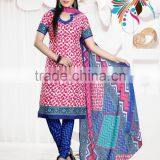 Cool Cotton Readymade Pink and Blue Color Printed Suits thumbnail-1