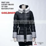 Coat Style Long Warm Women Winter Duck Down Jacket with Rabbit Fur
