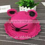 Pretty Lovely Kids Straw Hat Cat Ears Hand-woven Soft Straw Hats Baby Cartoon Cap Summer Straw Sunbonnet Infants Children Mz-255 thumbnail-5