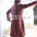 Vintage Kantha Long Accent Jacket in Beautiful Vintage Pink With a Saree Border Collar ~ Large thumbnail-3