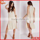 2015 Fashion Elegant Design Sleeveless High Neck Side Split Chiffon Blouse