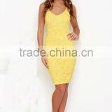 Hot Seller Sleeveless Midi Dress Sexy Yellow Midi Lace Dresses thumbnail-3