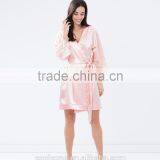 Elegant Tie-up Front Lace Trimmed Sleeves Kimono Robe Wholesale Satin Robe. thumbnail-6