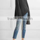High Quality Slips On Charlcoal Wool and Cashmere-Blend Turtleneck Sweater With Scoop Hem thumbnail-4