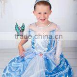 Gorgeous Cinderella Princess Bling Light Blue Crystal Lace Party Dress Headband 2pcs Costume thumbnail-1