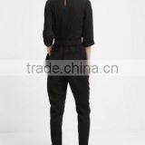Casual Black V-neck With Belt One Piece Suit Design Trousers thumbnail-5