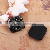 Resin & Shell Mosaic Dome Seals Cabochon Square Black thumbnail-3