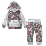 Floral hoodie baby clothing set 2017 spring 100% cotton M7041221