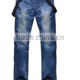 Wholesale snowboard bib jean pants jeans ski pants mens fashion bib denim ski jean pants China manufacturer