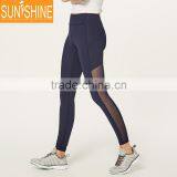 New Design Yoga Leggings Women Nylon Side Pocket And Mesh Panel Leggings Yoga Custom