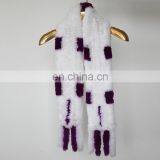 Fashion 2016 Genuine Rabbit Fur Knitted Women Scarf With Fur Trim Tassel thumbnail-5