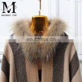 Fashion Women Real Raccoon Fur Hood Shawl Wool Cashmere Scarves Shawls thumbnail-4