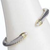 Sterling Silver 5mm Pearl Cable Classics Cuff Bracelet