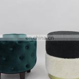Customized OEM Round Ottoman Pouf with gold metal  stainless steel base Fabric Foam Chair Stool modern home furniture