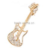 Fantasy gold plated guitar jewelry rhinestone music instrument brooches