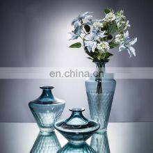 High Quality Decorative Green Handmade Transparent Glass Vase Centerpiece For Home Decor Clear Decoration thumbnail-1
